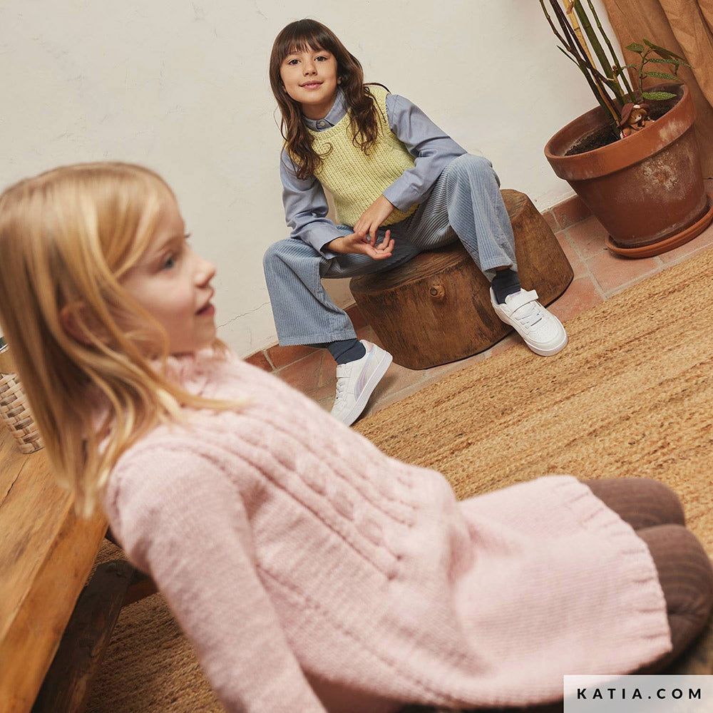 Patroon breien haken kinderen jurk herfst winter katia — gemaakt met Katia Merino Aran (3)