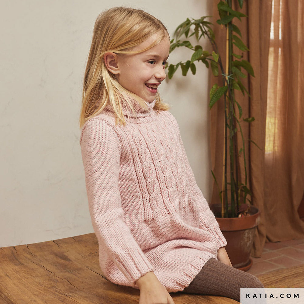 Patroon breien haken kinderen jurk herfst winter katia — gemaakt met Katia Merino Aran