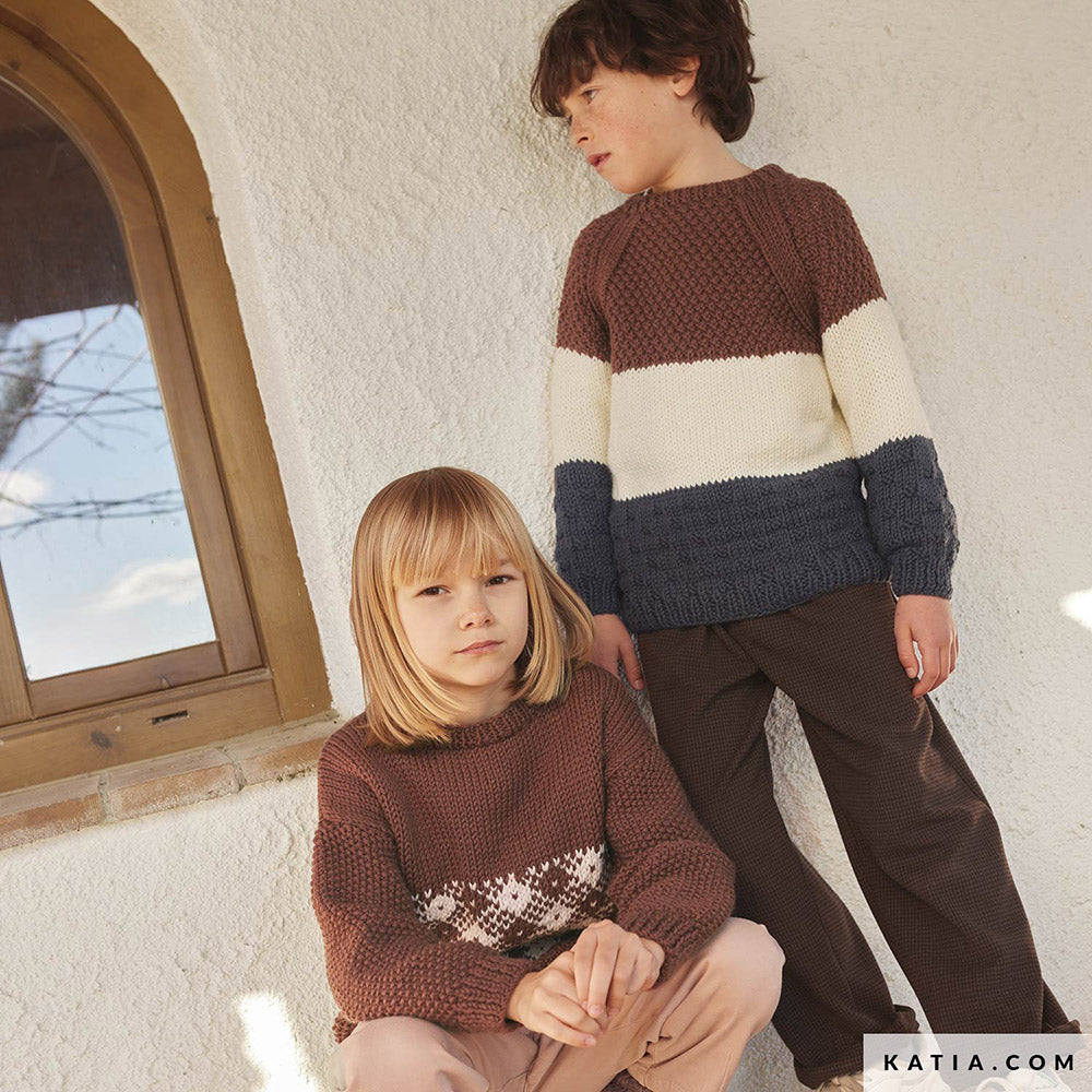 Patroon breien haken kinderen trui herfst winter katia — gemaakt met Katia Merino Aran (2)