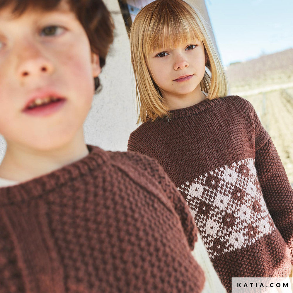 Patroon breien haken kinderen trui herfst winter katia — gemaakt met Katia Merino Aran (5)