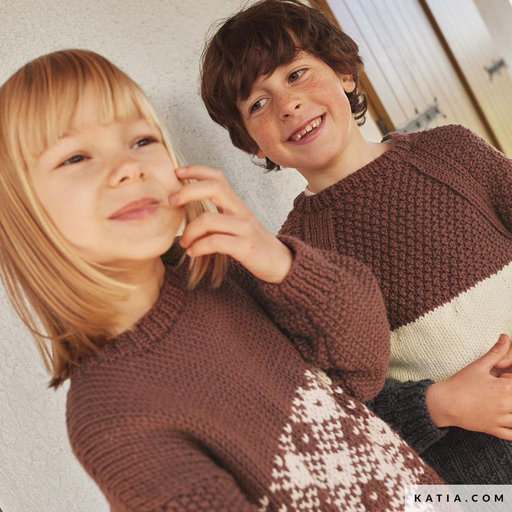 Patroon breien haken kinderen trui herfst winter katia — gemaakt met Katia Merino Aran (4)