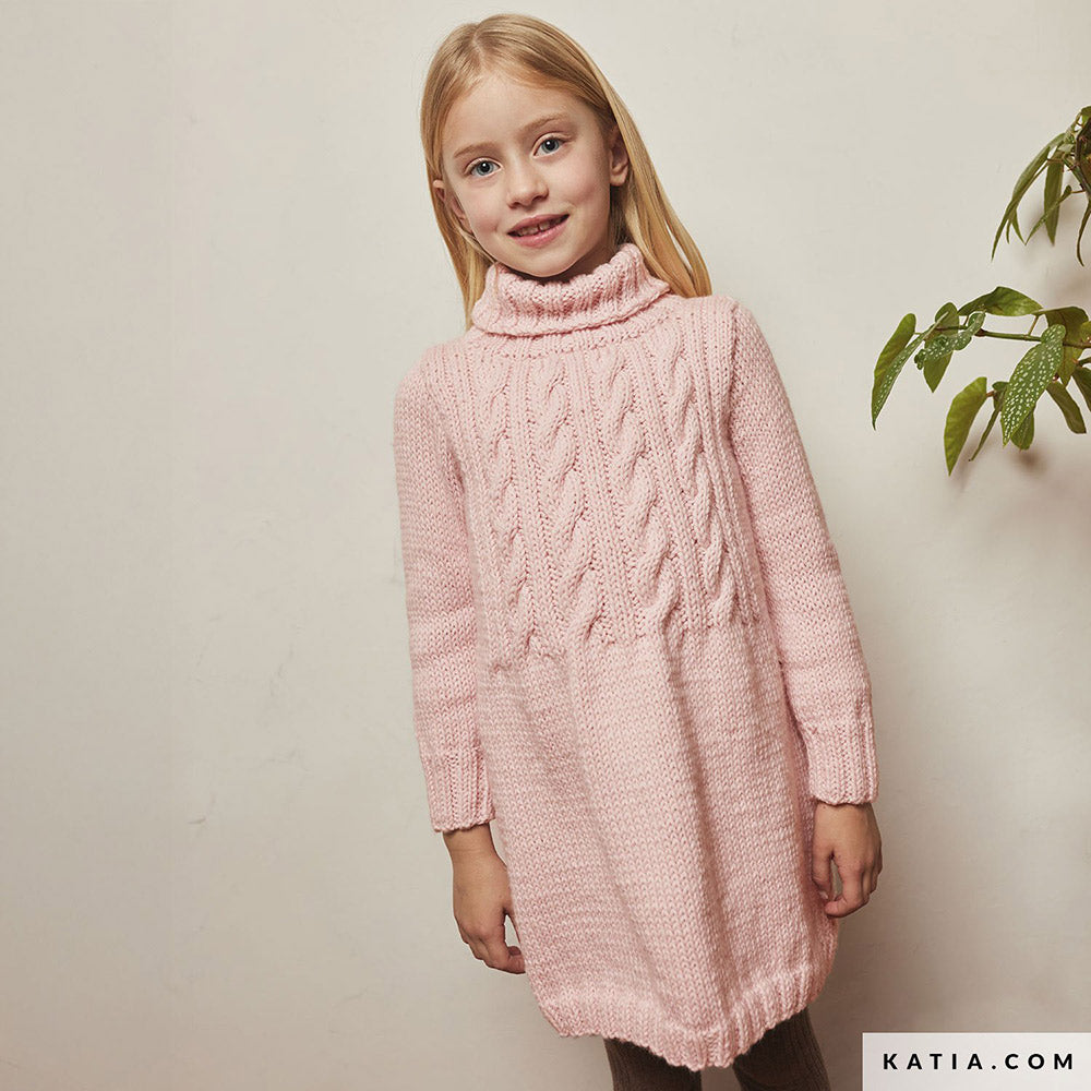 Patroon breien haken kinderen jurk herfst winter katia — gemaakt met Katia Merino Aran (4)