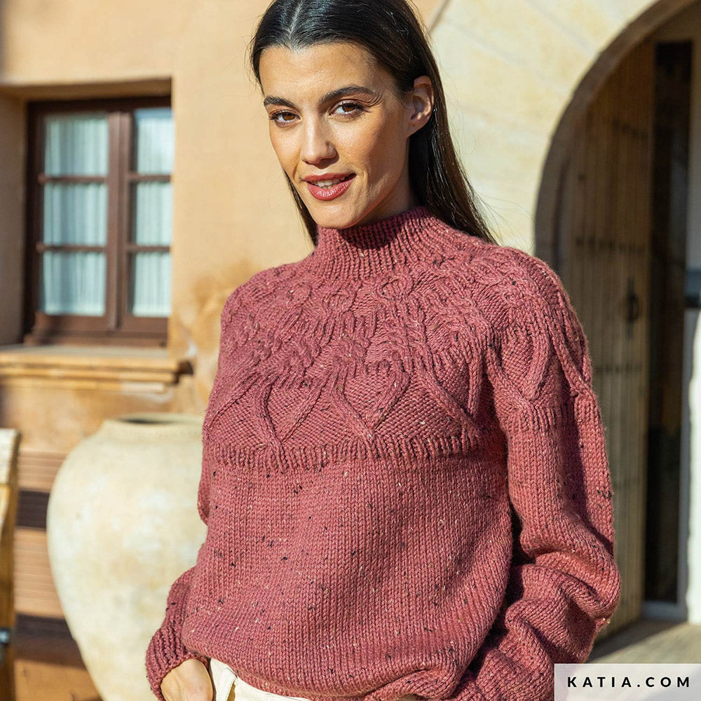 Patroon breien haken dames trui herfst winter katia — gemaakt met Katia Merino Tweed (3)
