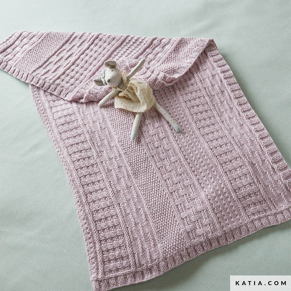 Patron tricoter tricot crochet layette couverture bebe print — gemaakt met Katia New Ultrasoft