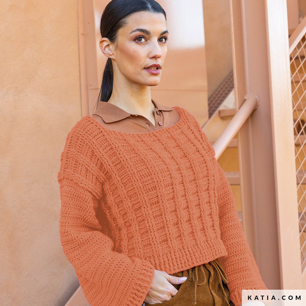 Patroon breien haken dames trui herfst winter katia — gemaakt met Katia New Ultrasoft (6)