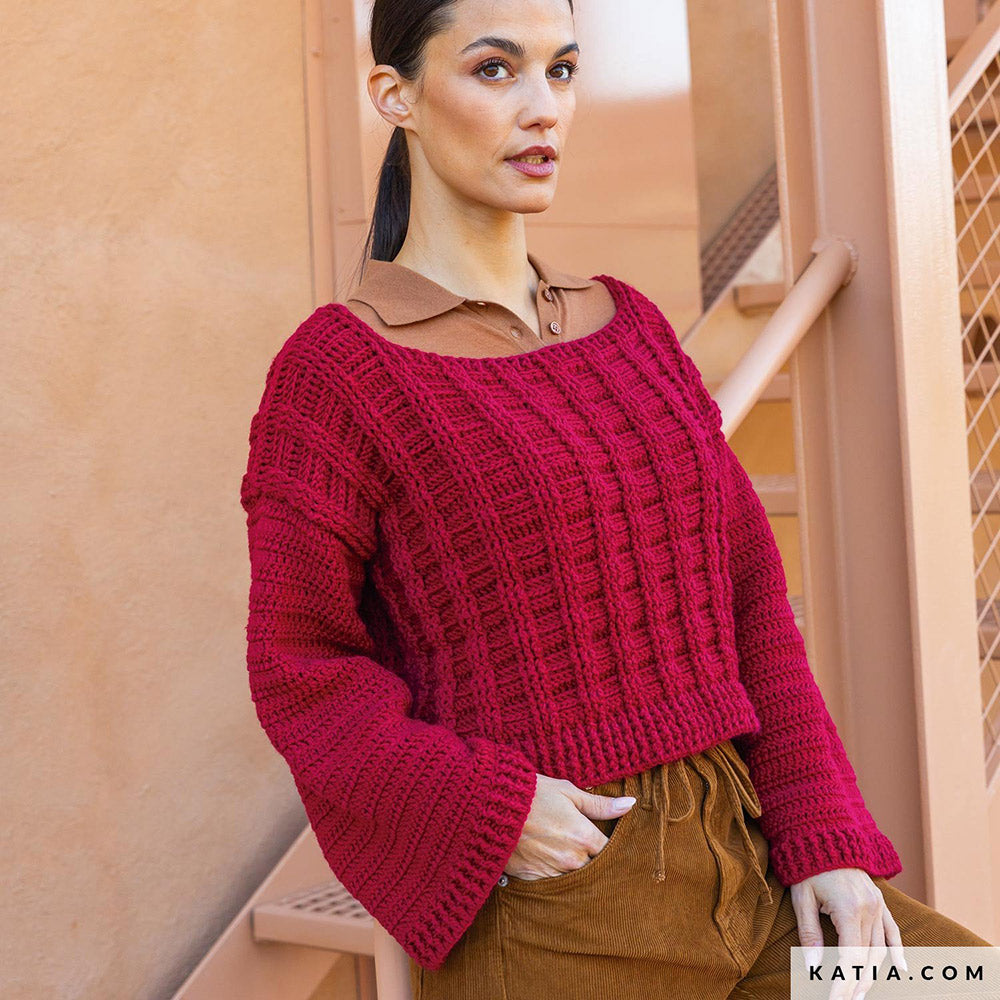 Patroon breien haken dames trui herfst winter katia — gemaakt met Katia New Ultrasoft (12)