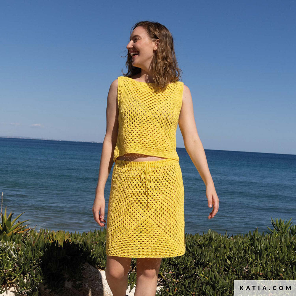 Patroon breien haken dames rok lente zomer katia — gemaakt met Katia Panama (2)