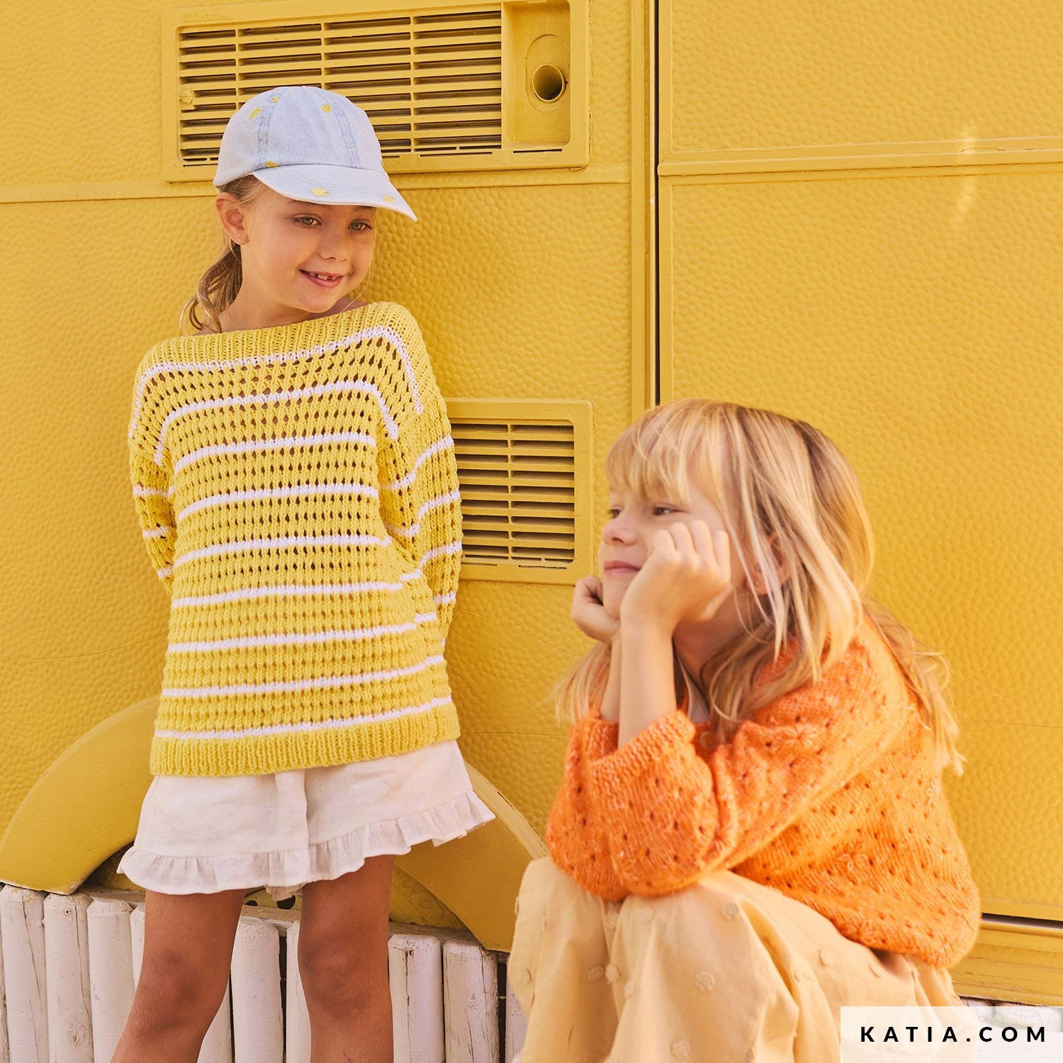 Patroon breien haken kinderen trui lente zomer katia — gemaakt met Katia Puro Cotone