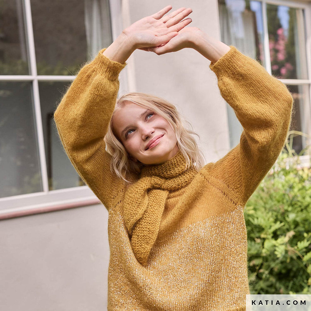 Patroon breien haken dames omslagdoek herfst winter katia — gemaakt met Katia Silky Mohair (3)