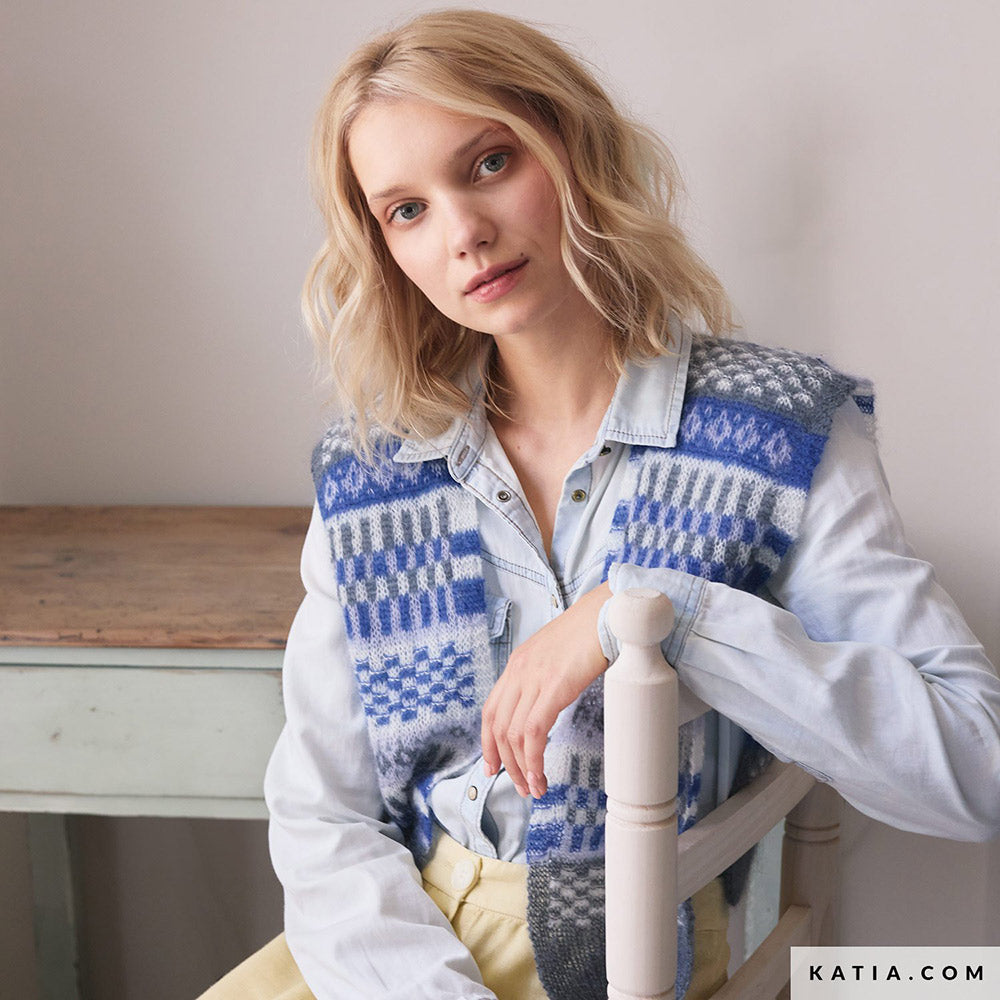 Patroon breien haken dames vest herfst winter katia — gemaakt met Katia Silky Mohair (4)