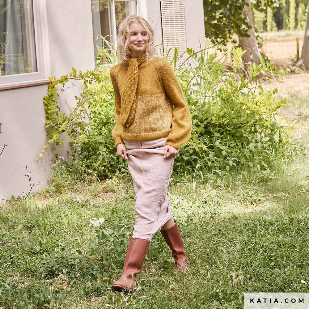 Patroon breien haken dames omslagdoek herfst winter katia — gemaakt met Katia Silky Mohair (3)