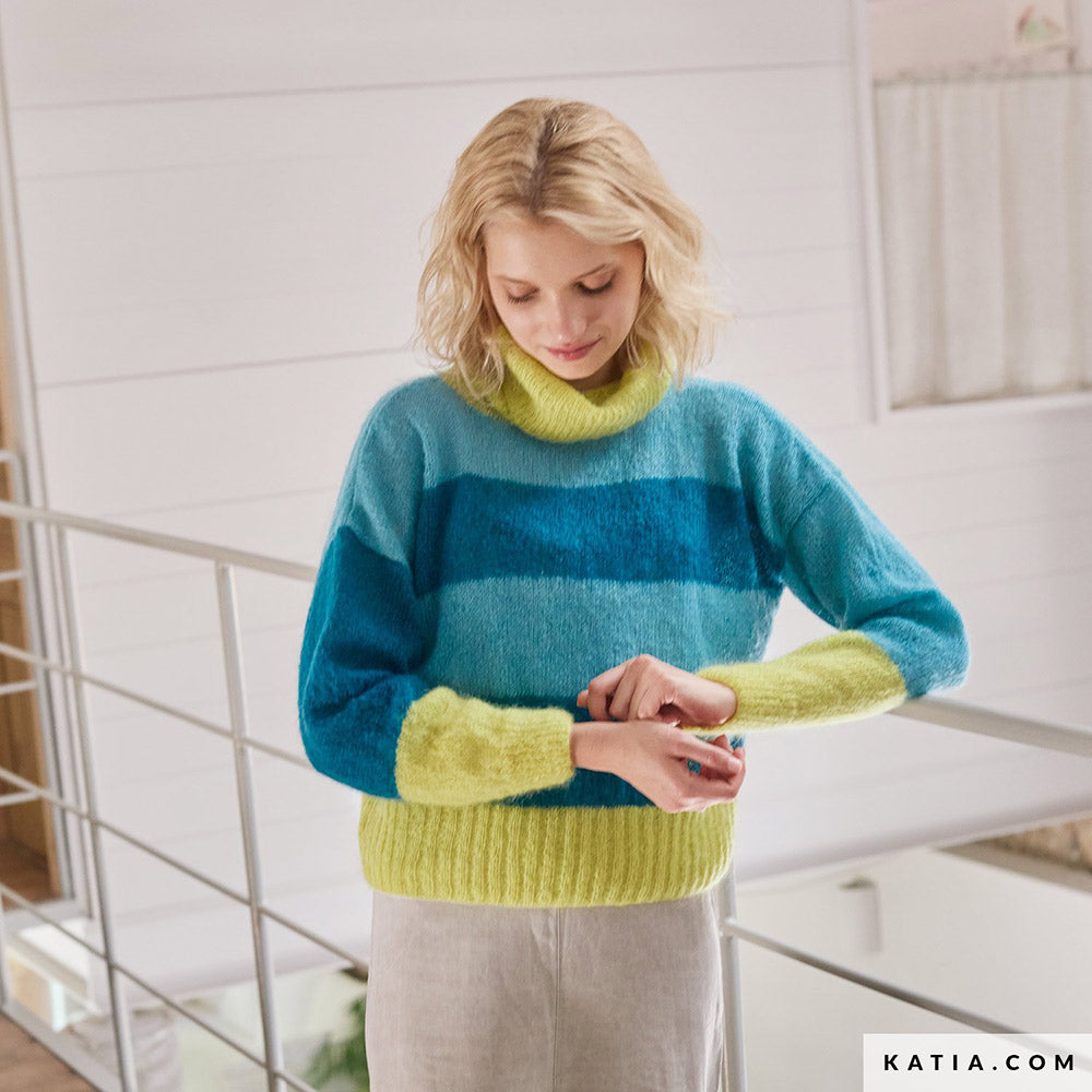 Patroon breien haken dames trui herfst winter katia — gemaakt met Katia Silky Mohair (25)