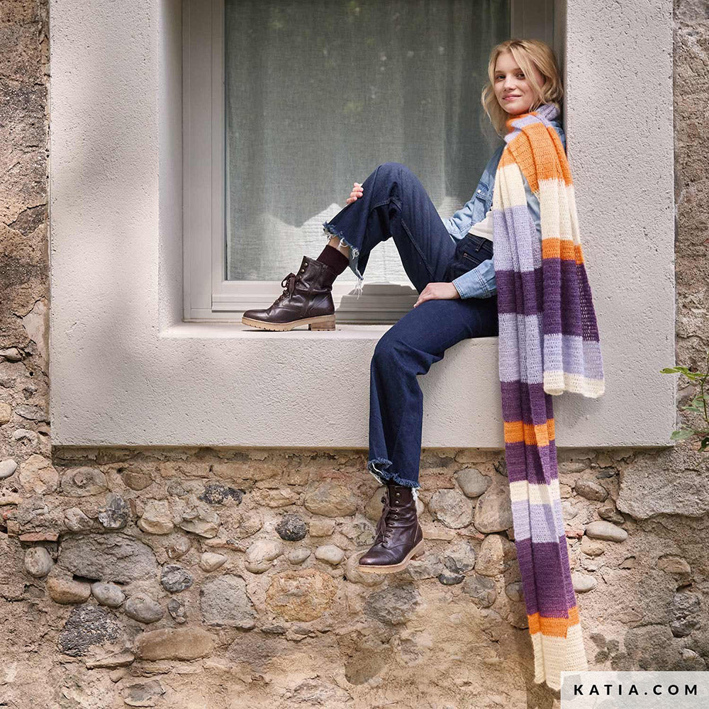 Patroon breien haken dames sjaal herfst winter katia — gemaakt met Katia Silky Mohair (2)
