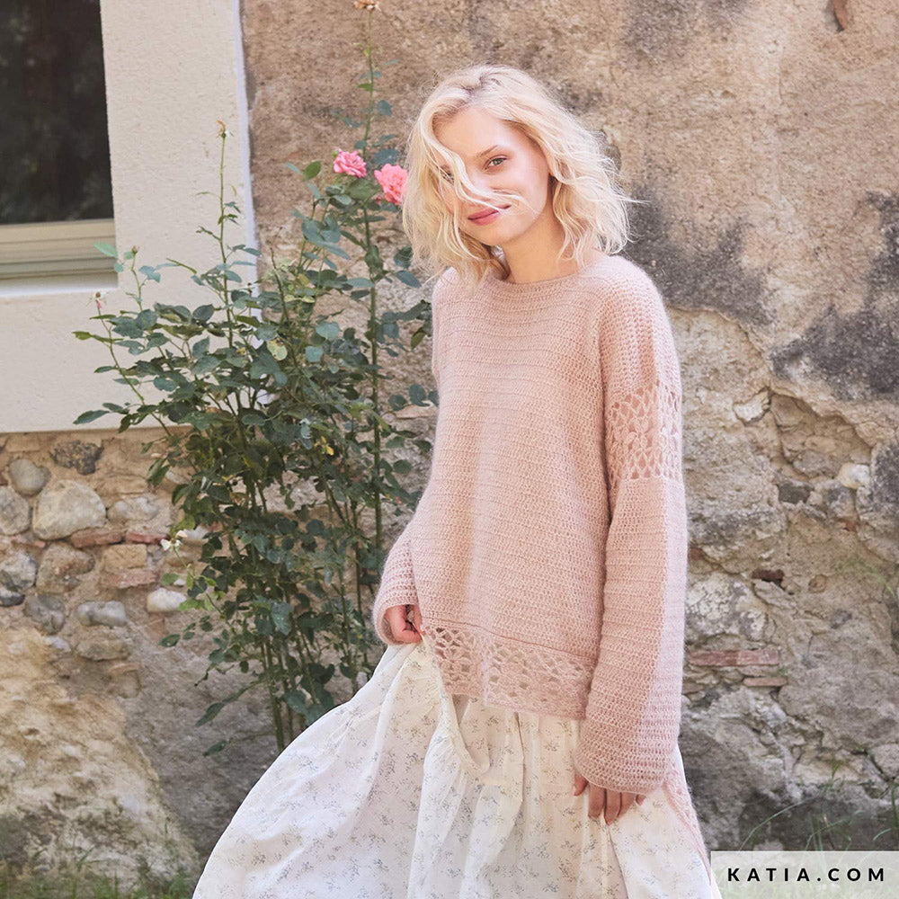 Patroon breien haken dames trui herfst winter katia — gemaakt met Katia Silky Mohair (3)