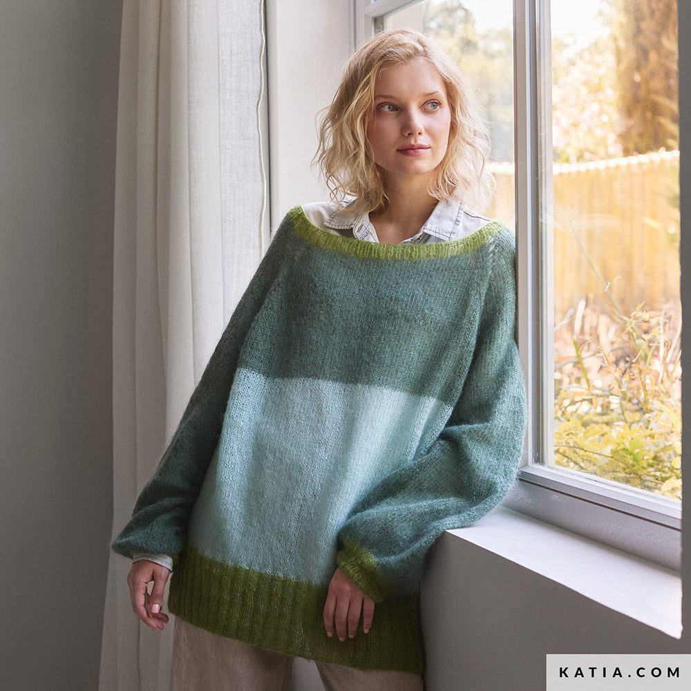 Patroon breien haken dames trui herfst winter katia — gemaakt met Katia Silky Mohair (20)