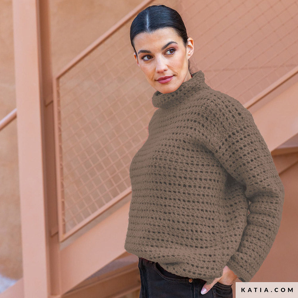 Patroon breien haken dames trui herfst winter katia — gemaakt met Katia Soft Gratte