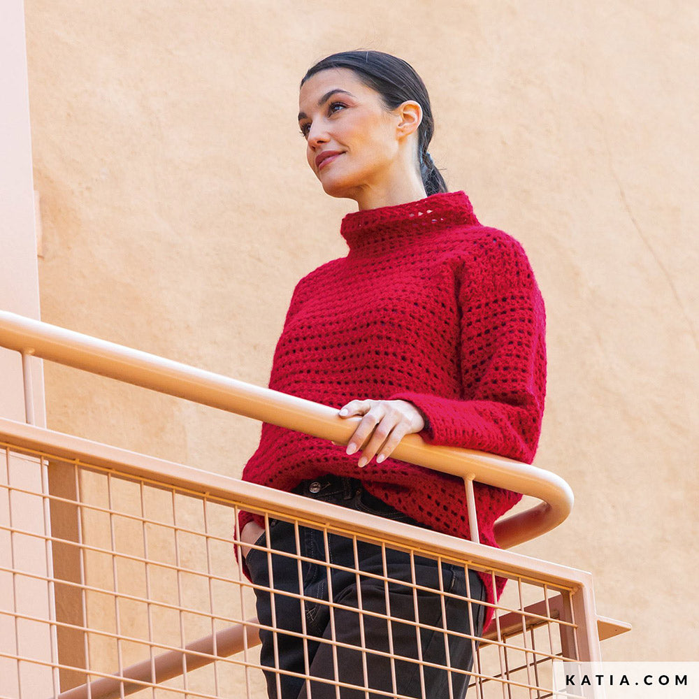 Patroon breien haken dames trui herfst winter katia — gemaakt met Katia Soft Gratte (6)