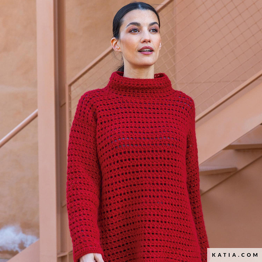 Patroon breien haken dames trui herfst winter katia — gemaakt met Katia Soft Gratte (5)