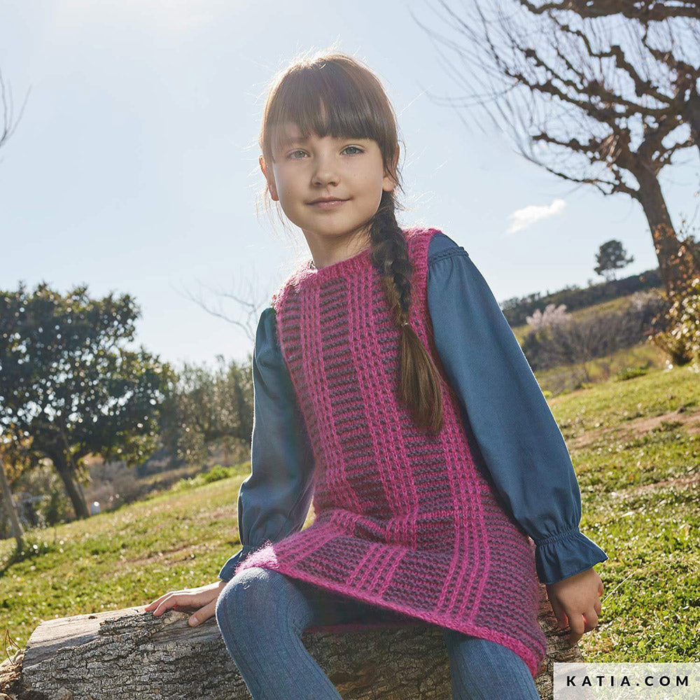 Patroon breien haken kinderen jurk herfst winter katia — gemaakt met Katia Soft Gratte (2)
