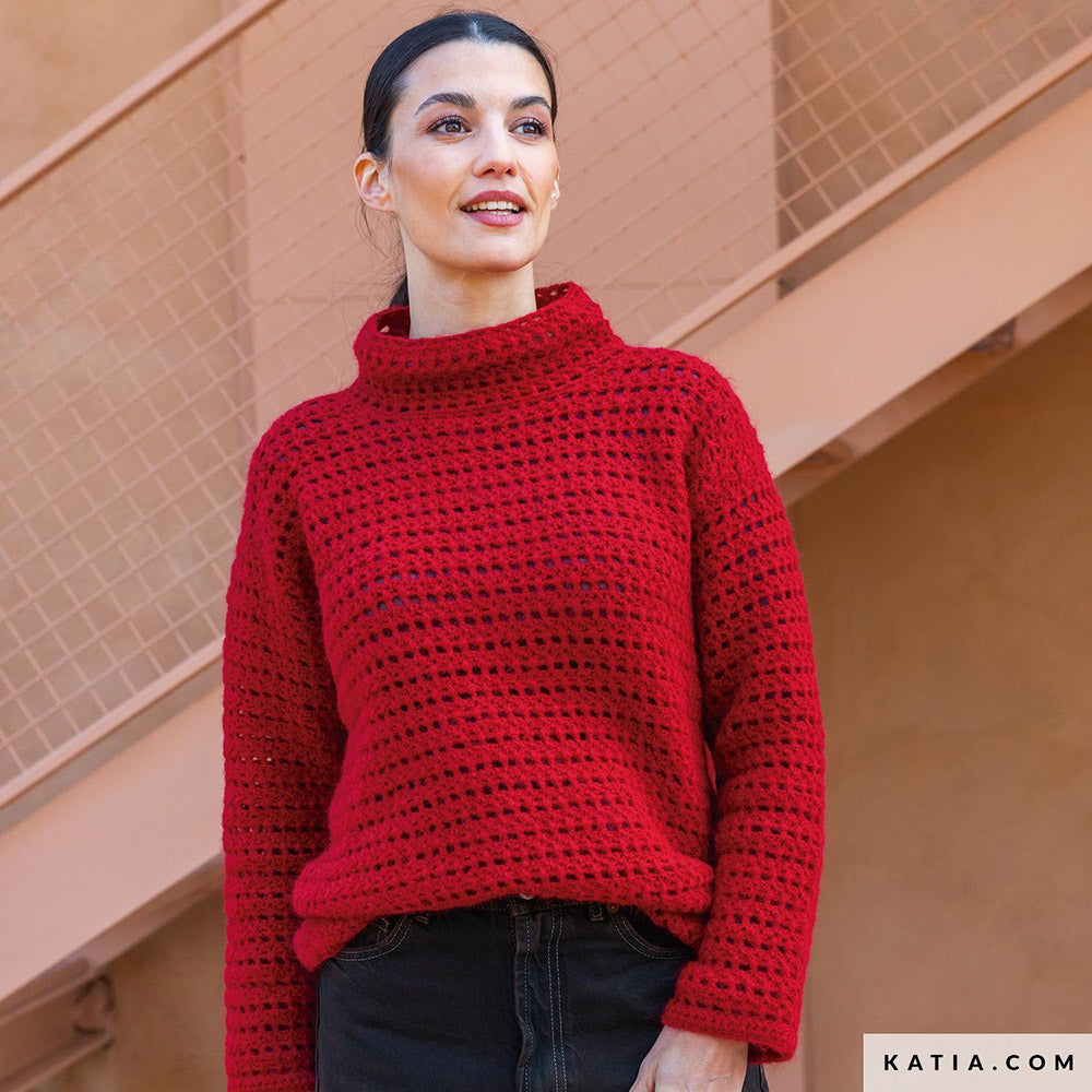 Patroon breien haken dames trui herfst winter katia — gemaakt met Katia Soft Gratte (8)