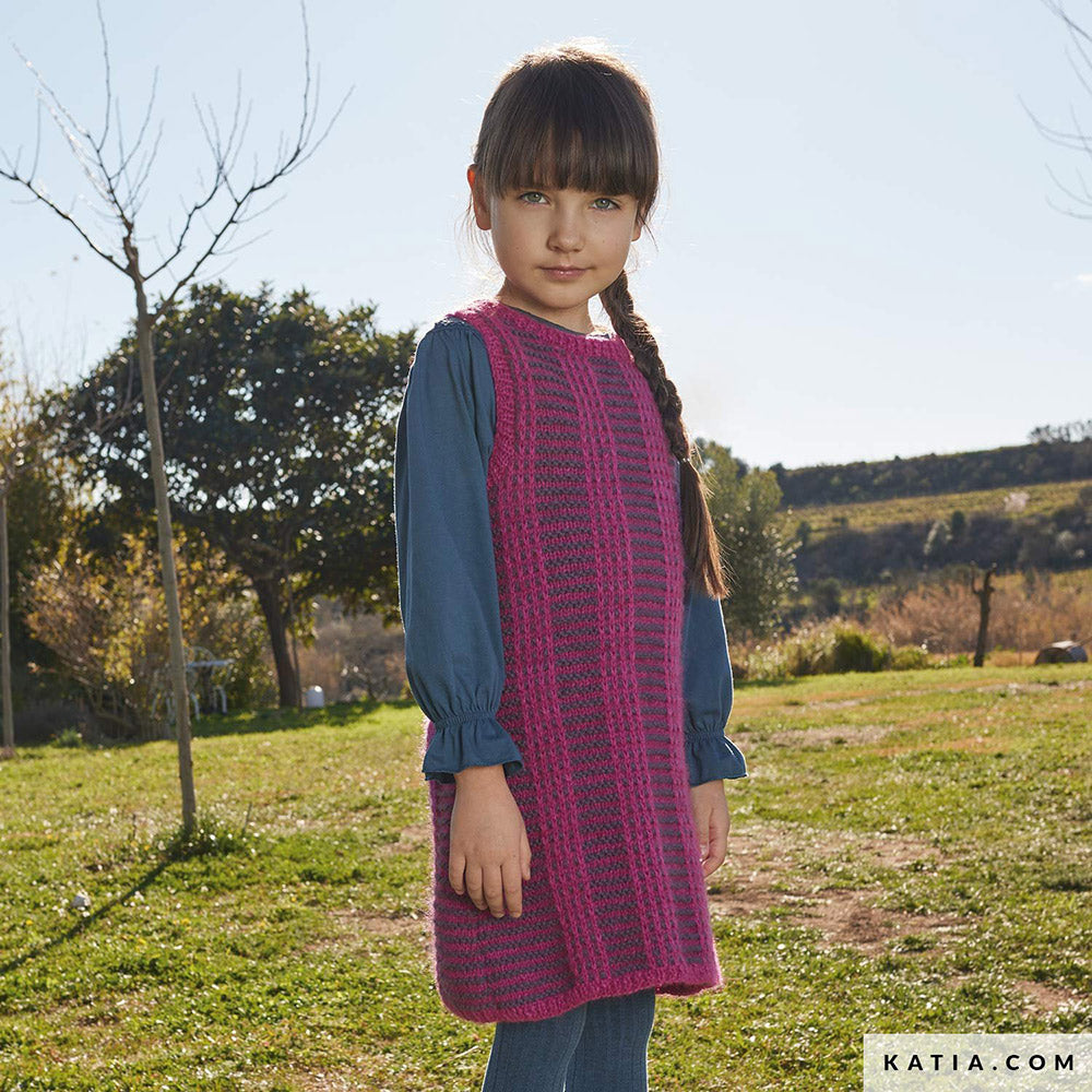 Patroon breien haken kinderen jurk herfst winter katia — gemaakt met Katia Soft Gratté (4)