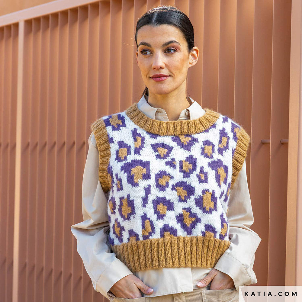 Patroon breien haken dames vest herfst winter katia — gemaakt met Katia Soft Gratté (16)