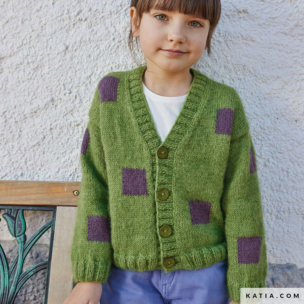 Patroon breien haken kinderen jas herfst winter katia — gemaakt met Katia Soft Gratté
