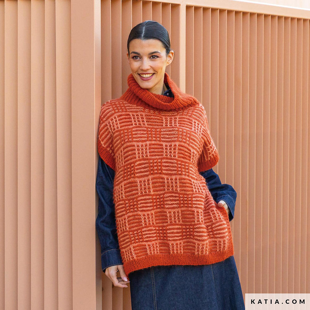 Patroon breien haken dames vest herfst winter katia — gemaakt met Katia Soft Gratté (8)