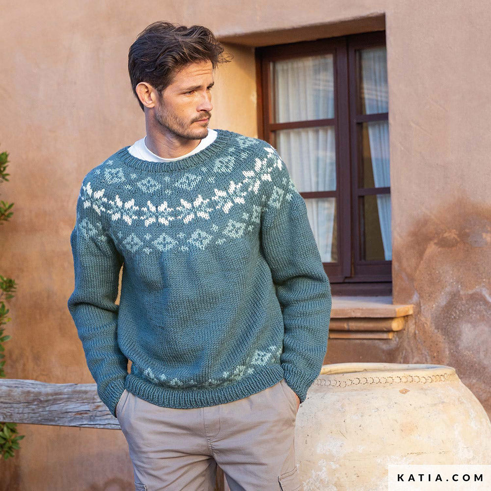 Patroon breien haken heren trui herfst winter katia — gemaakt met Katia Super Merino (6)