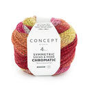 Katia Symmetric Socks & More - Chromatic 202 Rood-Geel-Kauwgom roze