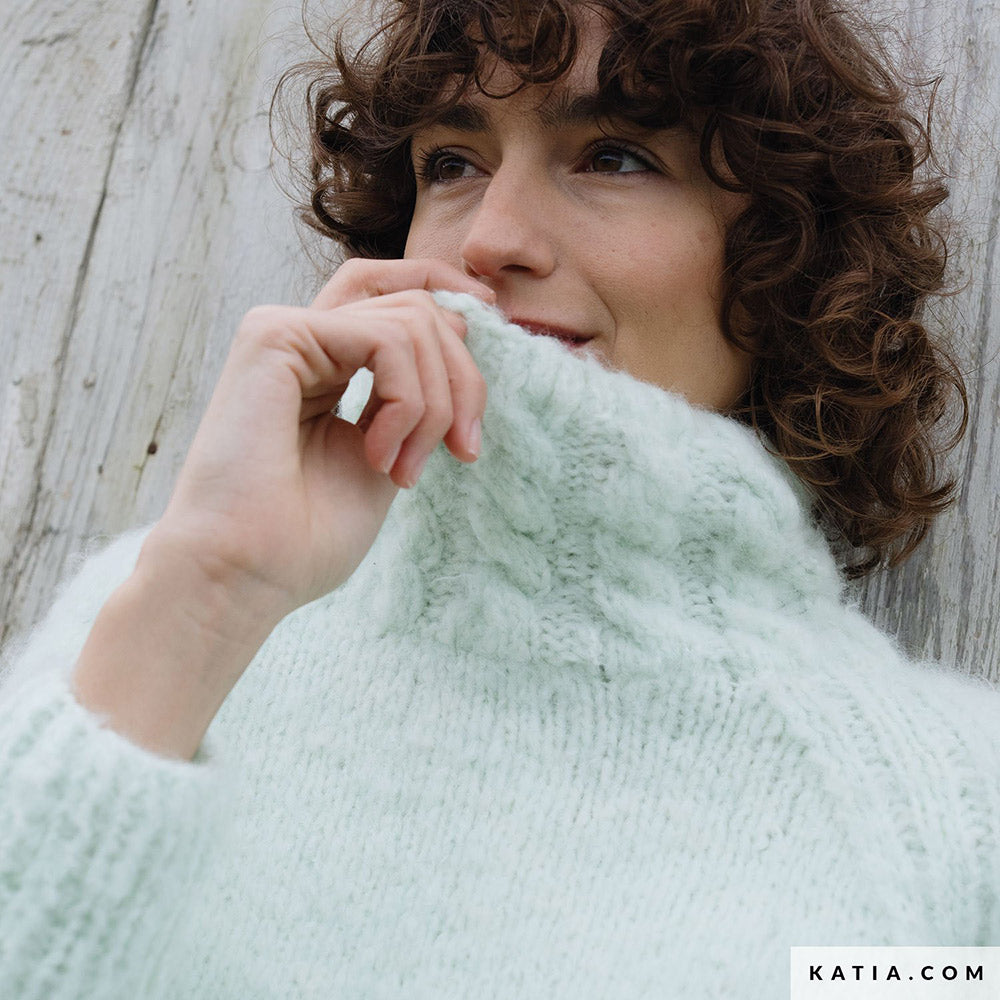 Patroon breien haken dames trui herfst winter katia — gemaakt met Katia WOW - Fluffy (13)