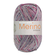 Lana Grossa Meilenweit 100 Merino Extrafine Mountain 7604 Licht-/Donkergrijs/Fuchsia/Roze/Jeansblauw gestreept