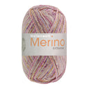 Lana Grossa Meilenweit 100 Merino Extrafine Mountain 7605 Grijsbruin/Ecru/Grijs-/Roodviolet/Maisgeel gestreept