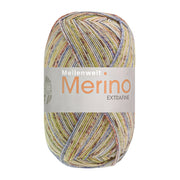 Lana Grossa Meilenweit 100 Merino Extrafine Mountain 7606 Licht-/Donkerolijf/Ecru/Oudroze/Jeans gestreept