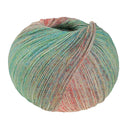 Lana Grossa Meilenweit 100 Merino Extrafine Shades 7229 Zalmrood/Crème/Turquoise/Geelgroen