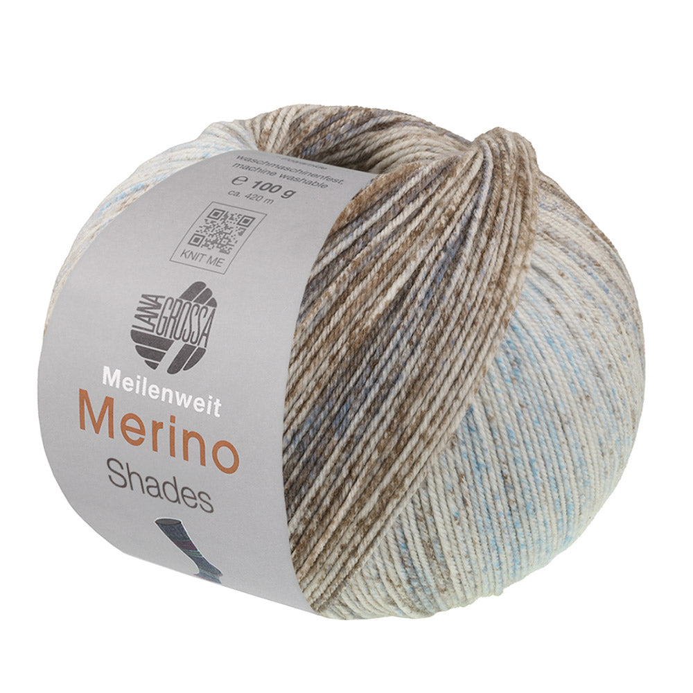 Lana Grossa Meilenweit 100 Merino Extrafine Shades 7234 Mint/Licht-/Donkergrijs/Grijsbruin