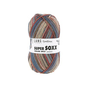 Lang Yarns Super Soxx Color 4-Fach 0540 bruin/blauw/beige/baksteenrood 1148 Reinefjord