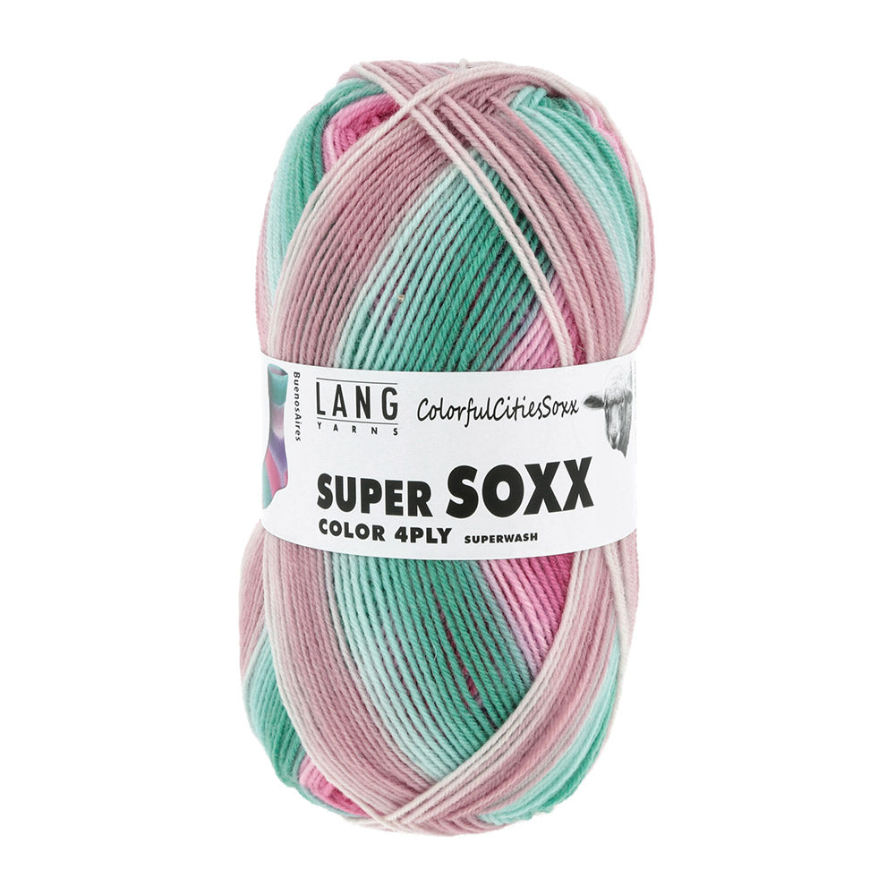 Lang Yarns Super Soxx Color 4-PLY 0507 Roze/Atlantisch/Paars 1143 Buenos Aires