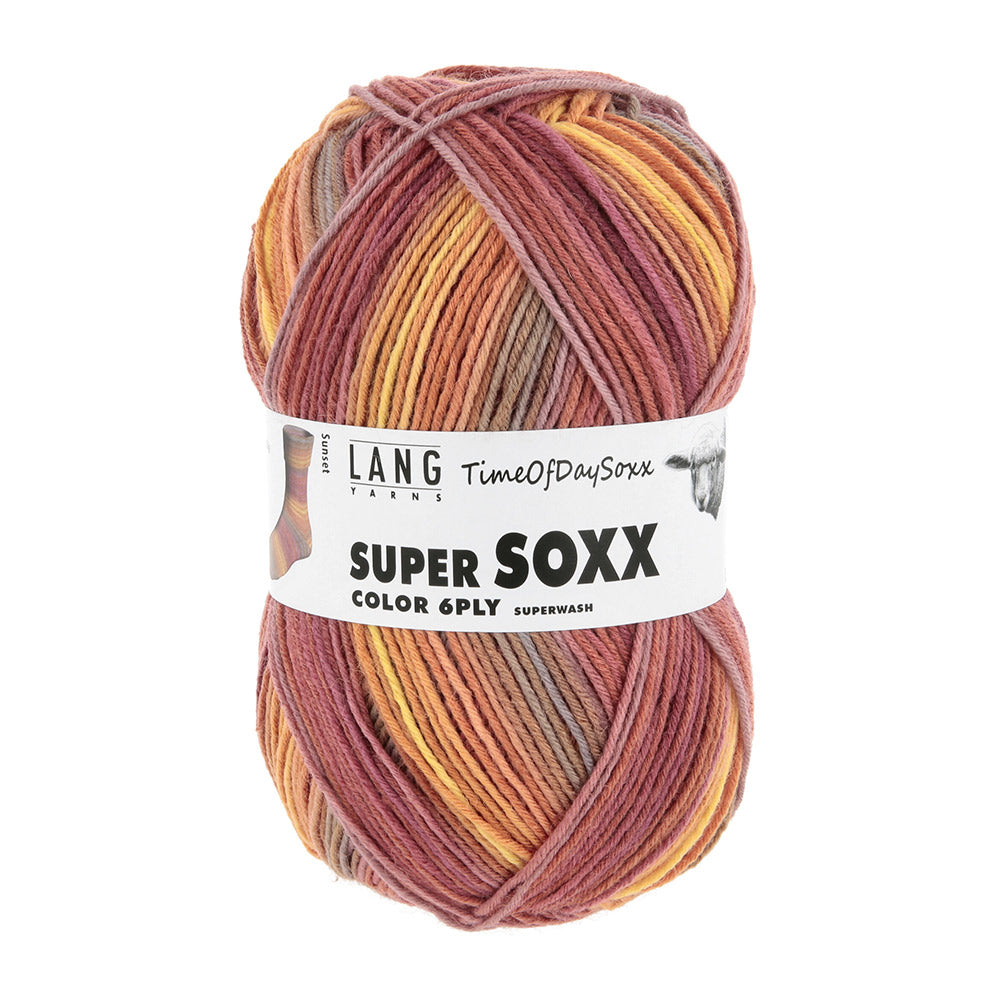 Lang Yarns Super Soxx Color 6-Fach 0530 Oranje/Roze/Geel 1147 Zonsondergang
