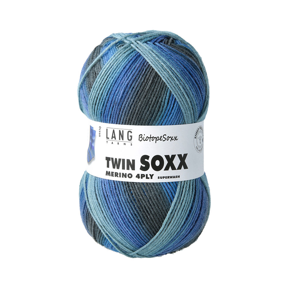 Lang Yarns Twin Soxx Merino 4-Fach 0555 Blauw 1151 Ocean