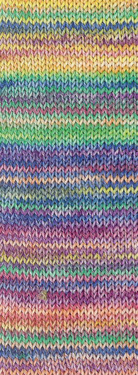 Gebreid proeflapje van Lana Grossa Meilenweit 100 Cashmere Inverno 125 in geel, mintturquoise, jade, marine, lentegroen, blauw, braam, limoen, terracotta en lila