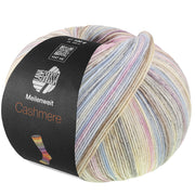 Lana Grossa Meilenweit 100 Cashmere Inverno 126 bol sokkengaren in lichtblauw, lila, ecru, lichtgrijs, vanille, grijs en taupe