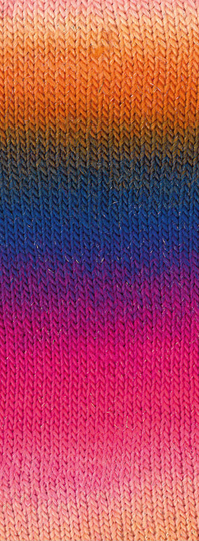 Lana Grossa Meilenweit 100 Color Mix Sparks 7619 Zalm/Oranje/Donkerbruin/Marine/Roodviolet/Fuchsia/Roze