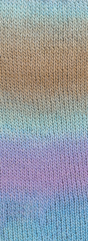 Lana Grossa Meilenweit 100 Color Mix Sparks 7622 Mint/Grijsbeige/Taupe/Lila/Flieder/Blauwturquoise