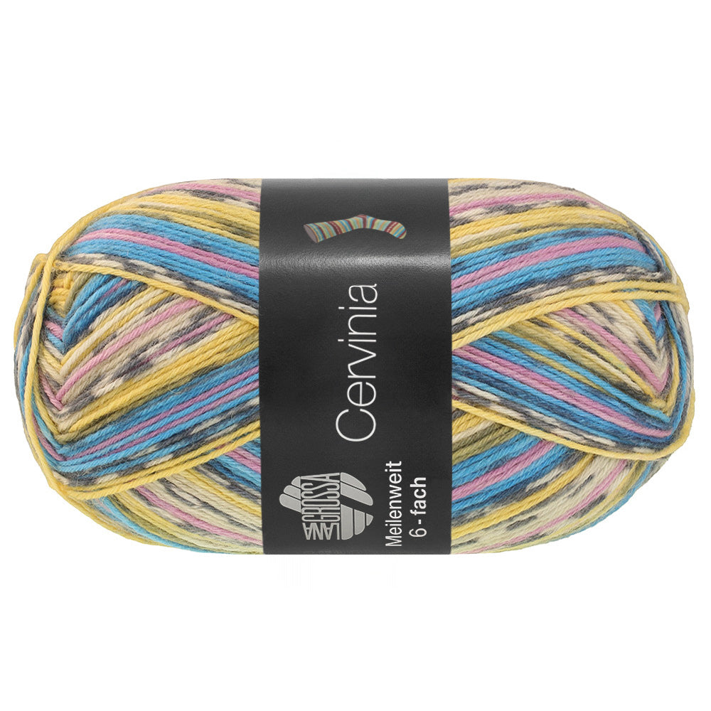 Lana Grossa Meilenweit 6-Fach 150 Cervinia 9758 Licht-/Donkerblauw/Roze/Grijs/Zilvergrijs/Vanille/Parelbeige - bol garen