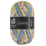 Rechtopstaande bol Lana Grossa Meilenweit 6-Fach 150 Cervinia 9758 Licht-/Donkerblauw/Roze/Grijs/Zilvergrijs/Vanille/Parelbeige