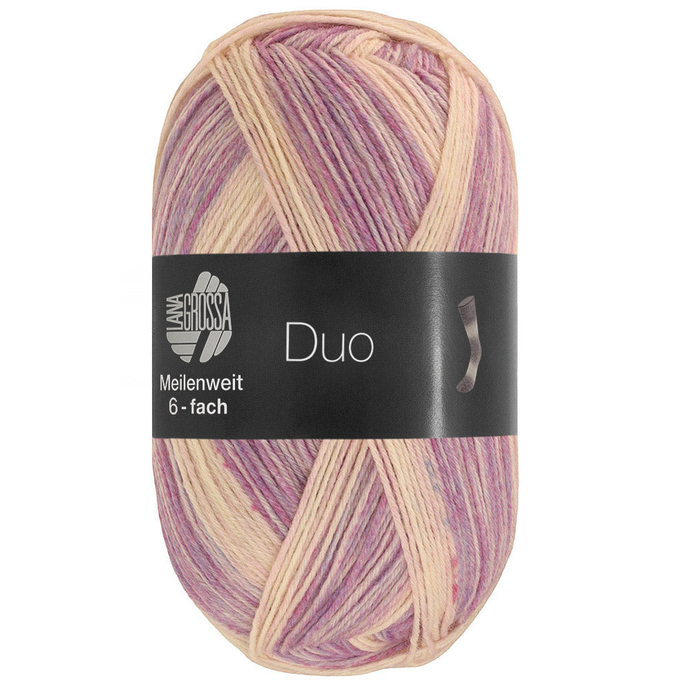 Rechtopstaande bol Lana Grossa Meilenweit 6-Fach 150 Duo 9723 Lila/Rosé