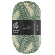 Rechtopstaande bol Lana Grossa Meilenweit 6-Fach 150 Duo 9725 Groen-/Lichtgrijs
