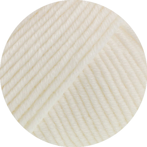 Lana Grossa Merino Piú 024 Wit - kleurdetail van bol garen