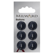 Milward Knoop Donkerblauw Glans Met Opstaande Rand 15mm (6 stuks)